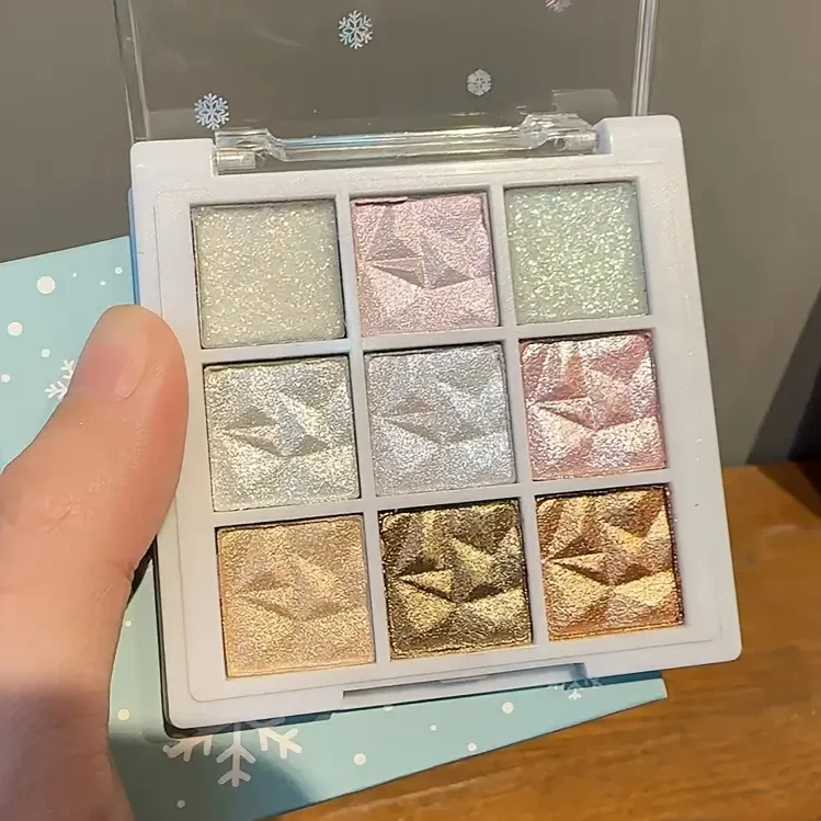 Schneeflocke 9-farben Lidschatten Palette Glitzer Und Perle Töne_voghion.com