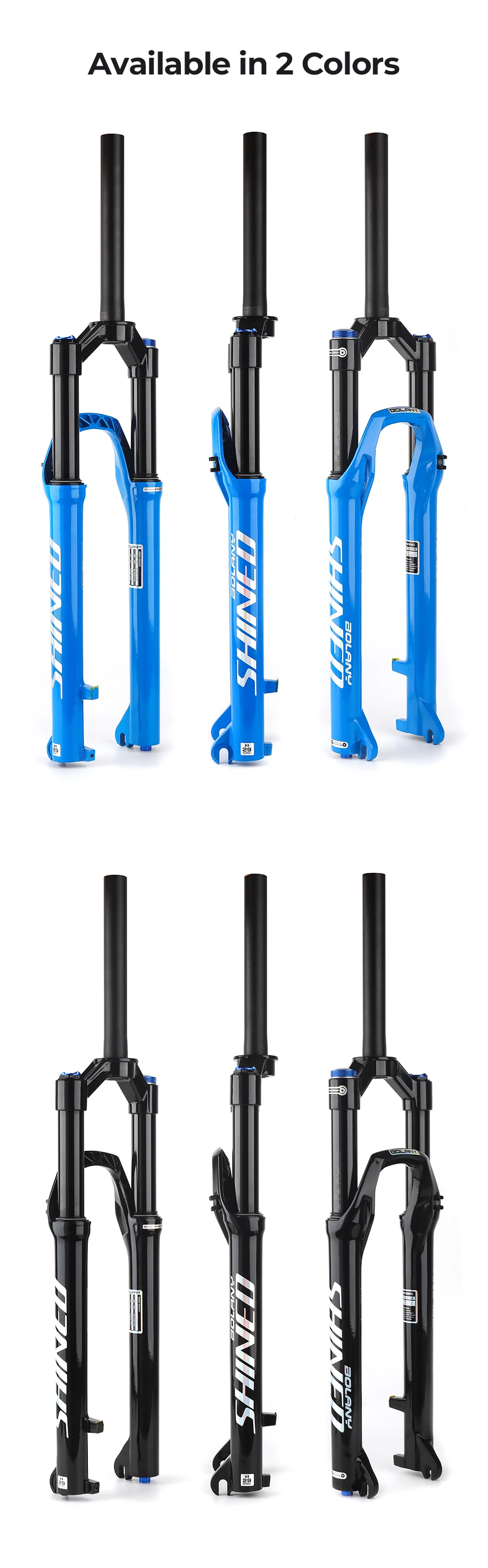 BOLANY Fahrrad-Luftgabel, 26/27,5/29 Zoll, gerades Rohr, Federgabel, Rebound, verstellbar, 9 x 100 mm, Schnellspanner, MTB-Gabel – Detail 15