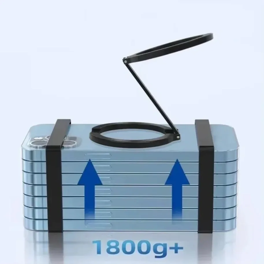 VIKEFON 360° Rotation Lazy Finger Ring Cell Stand Foldable Double-faced Magnetic Phone Holder For Magsafe iPhone 17-12 Pro Max