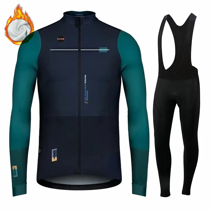 2023 New Gobikful -Men's Cycling Clothing Set, Thermal Wool Long Wool Set and Long Pants for Outdoor Mountain Bike Riding