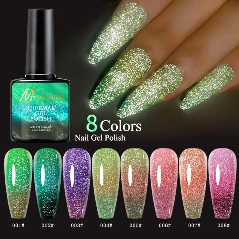 Nail Art Uv Gel Nail Polish Glitter Temperature Change Color Gel Nail