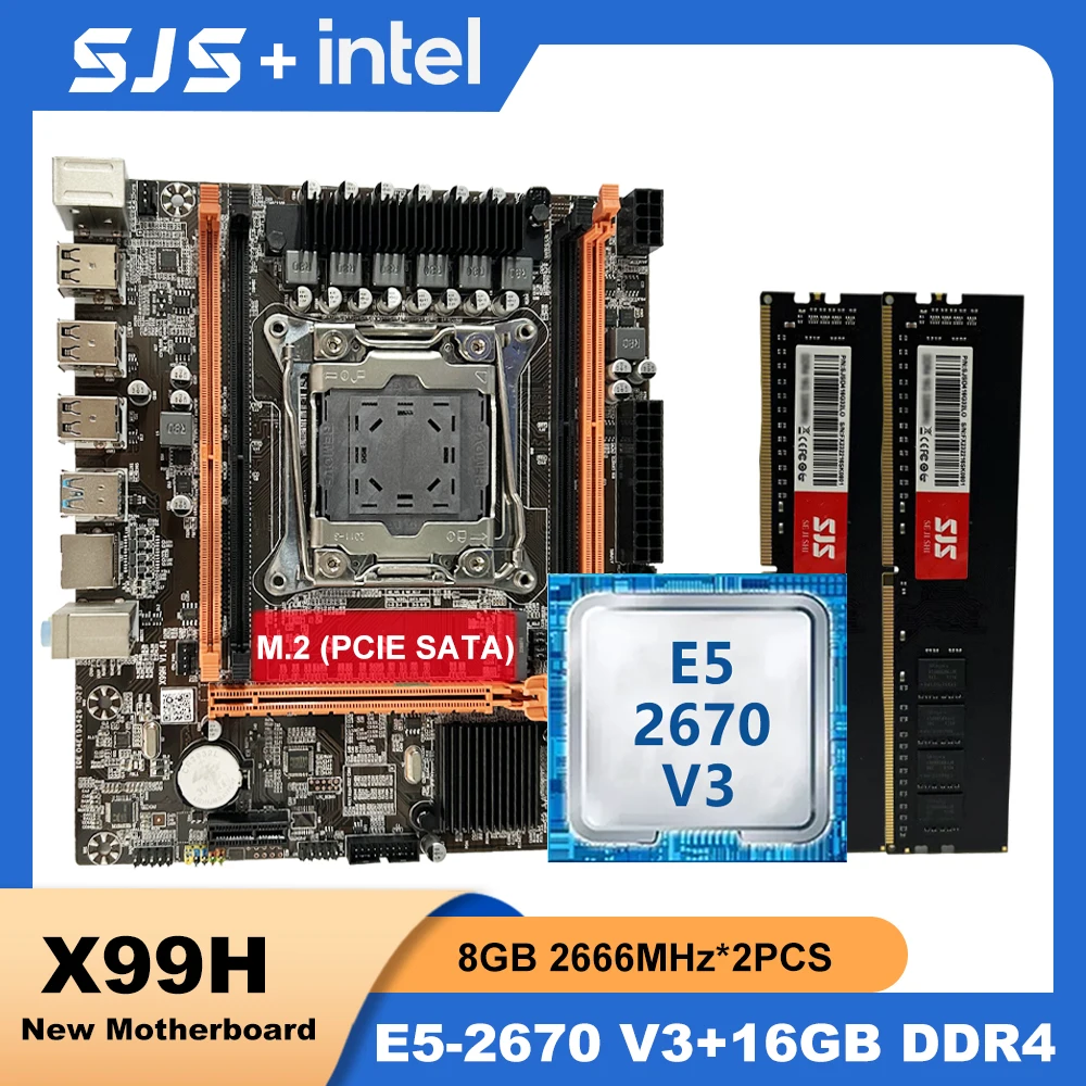 

SJS X99 Motherboard combo Kit Set with Intel Xeon E5 2670 V3 CPU LGA 2011-3 Processor DDR4 16GB ( 2 x 8gb) 2666Mhz Memory