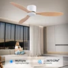 IRALAN 42inch/52inch Ceiling Fan without Light,6-Speed Reversible,Timer,Outdoor Bedroom Living Room-White/Black/Wood 1