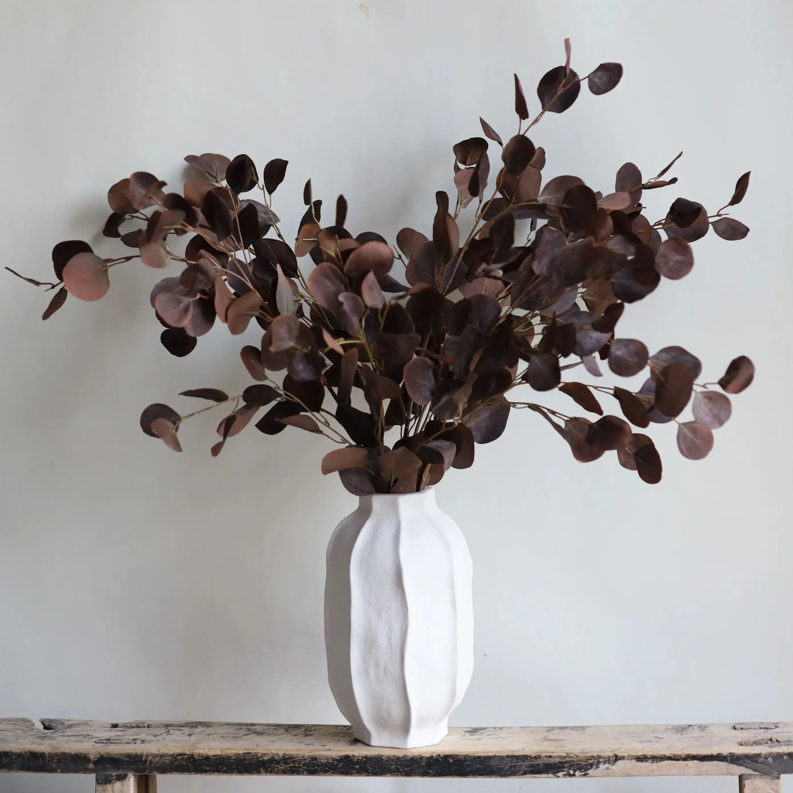 Rama de hoja de eucalipto artificial marrón de otoño, follaje de otoño,  decoración de cocina de otoño e invierno, verde para el hogar/boda, 33\, image size:2774x2774