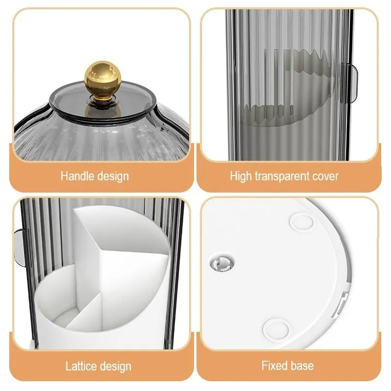 360° Rotating Makeup Brush Holder Desktop Makeup Organizer Cosmetic Storage Box Lipstick Eyebrow Pencil Holder Jewelry Container 4