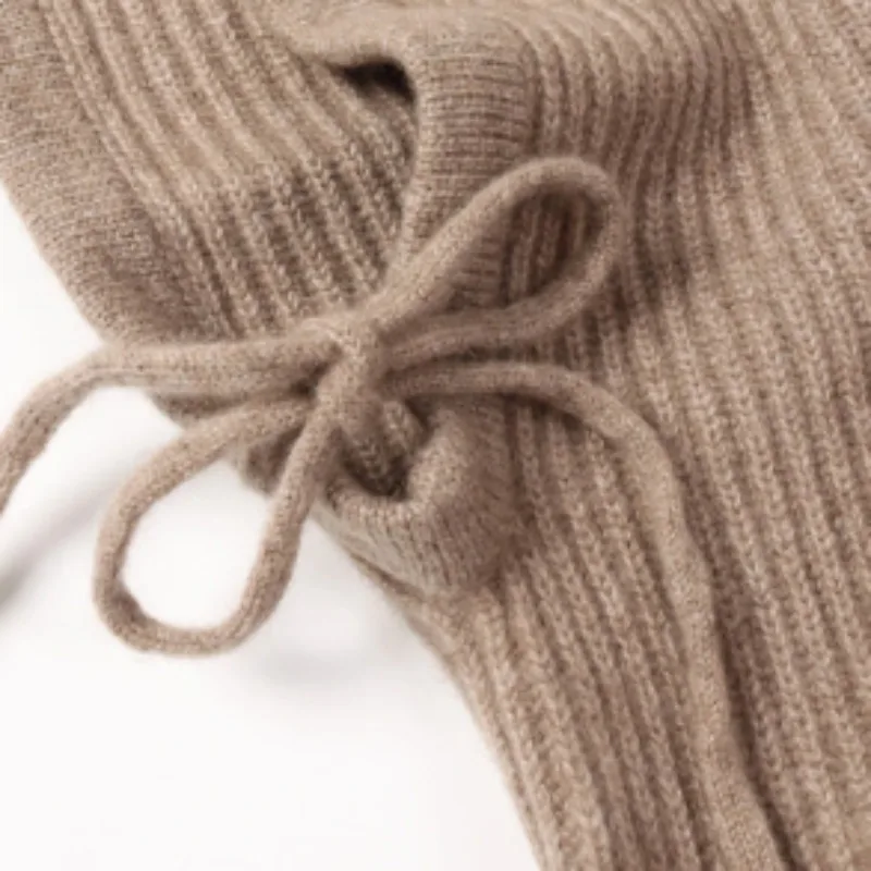 Damen-Wintermütze aus 100 % Wolle, weich, warm, Sturmhaube, Ohren-, Gesichts- und Nackenschutz, modische Mütze mit falschem Kragen, Skimütze – Detail 13