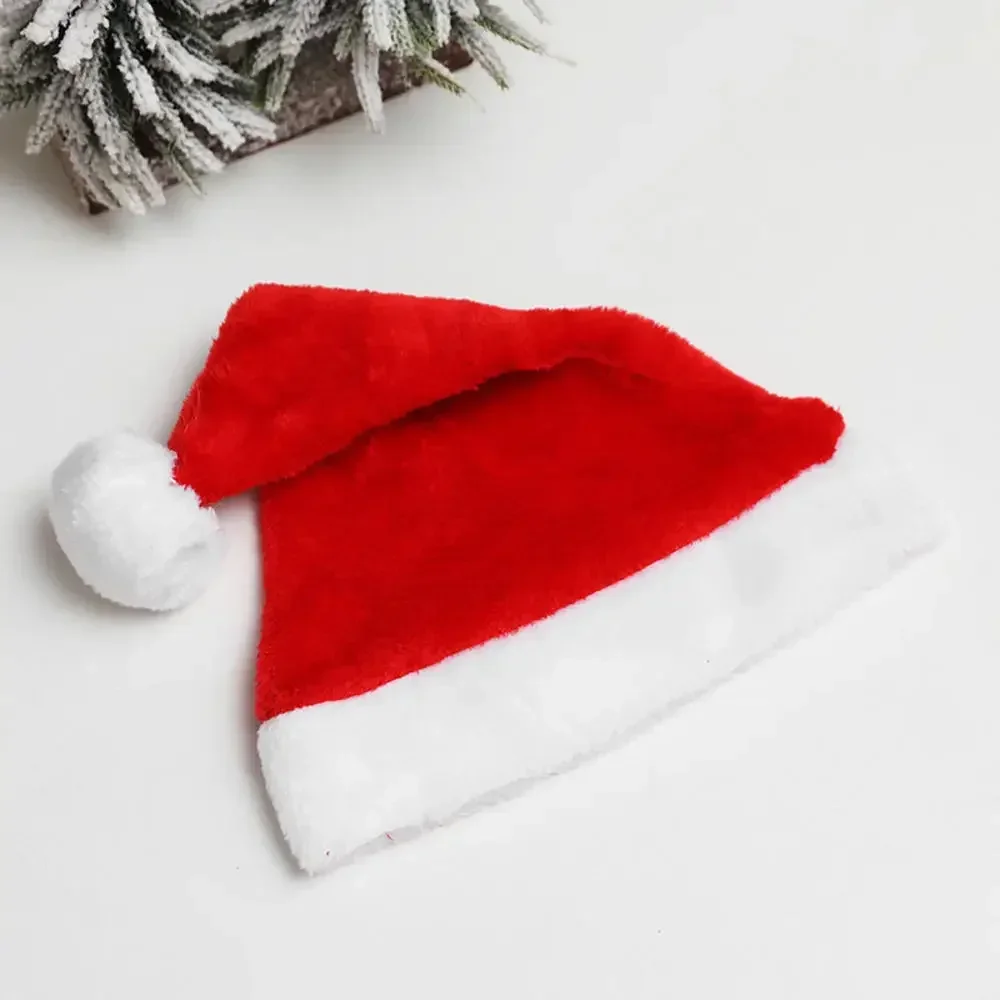 Plush Christmas Hat For Women Red Green Stitching Xmas Hat Adults Kids Christmas Decorations Winter Caps Home Santa Claus Gift