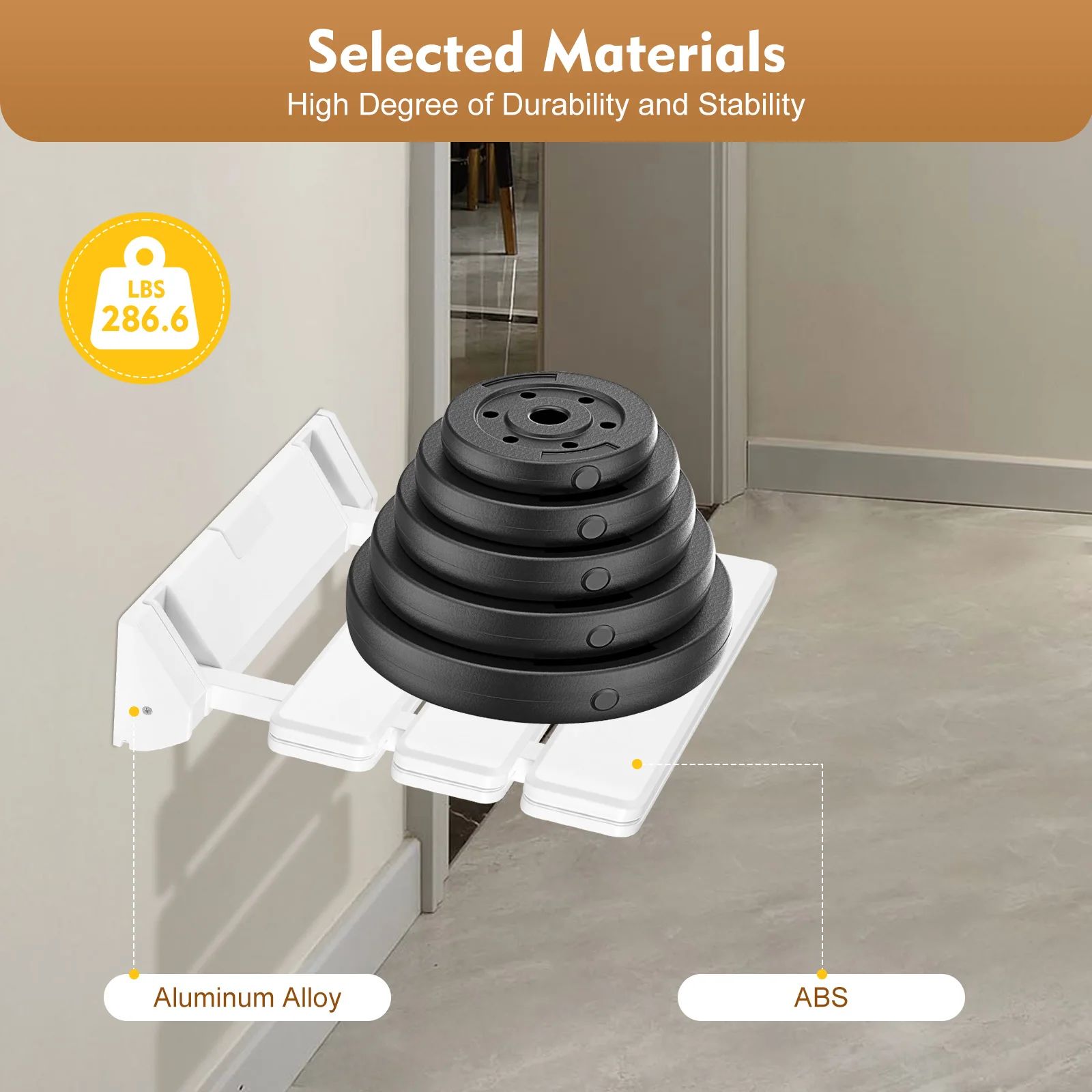 90° Folding Shower Seat Wall-Mounted Waterproof Shower Bench Shoe Changing Stool White Load 130kg for Bathrooms Porches 32*34cm 3