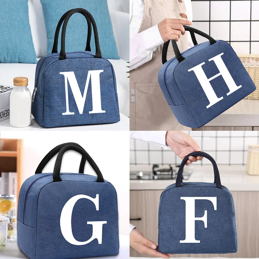 

Lunch Bag Insulated Thermal Box Cooler Tote Unisex Organizer Food Picnic Lunchbox Storage Bags Handbag White Lettern Pattern