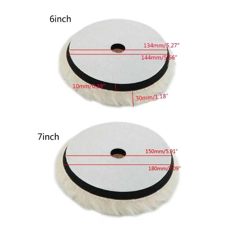 Car Polishing Pad 1Pc 6"/7" Wool for Polisher Machine Waxing Polishing Buffing Car Paint Care
