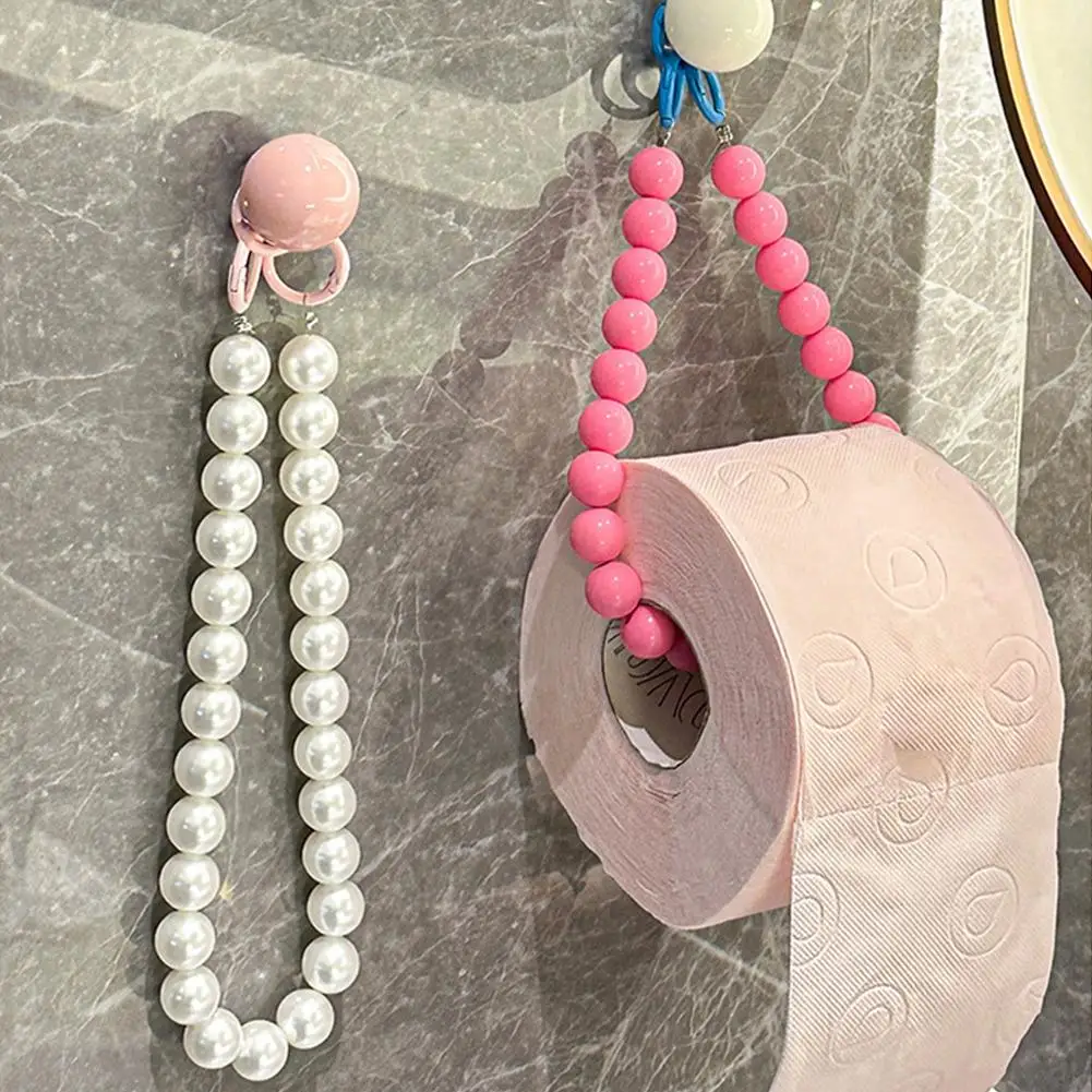 Pearl Hanging Beaded Tissue Holder Phone Chain Home Storage Organizer Bathroom Decoration Accessories 1pcs tissue holder