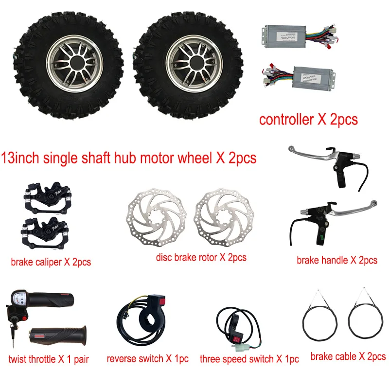 13 Inch High Speed Single Shaft Brushless Electric Motors Controller Kits 250W-1000W BLDC Electric Hub Motor With Off-Road Tire
