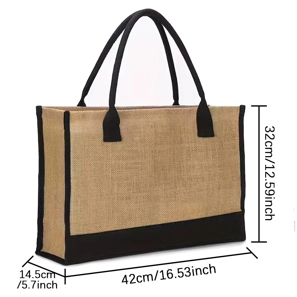 Fashion Canvas Bag Reusable Vintage Jute Bags Large Capacity Organizers Imitation Sacks Handbags for Women Garland Letter Series