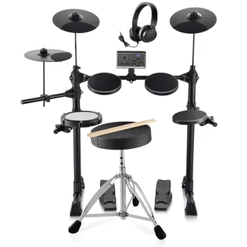 SucceBuy Electric Drum Set 15 Drum Kits& 150 Sounds Electronic Drum Kit 6.5-8in Quiet Mesh Snare Electric Drum Set for Beginners