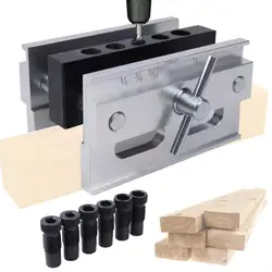 Dowel Jig Self-Centering Drill Dowel Hole Locator Straight Holes Biscuit Joiner Set With 4 Holes Drilling Guide Power Tool