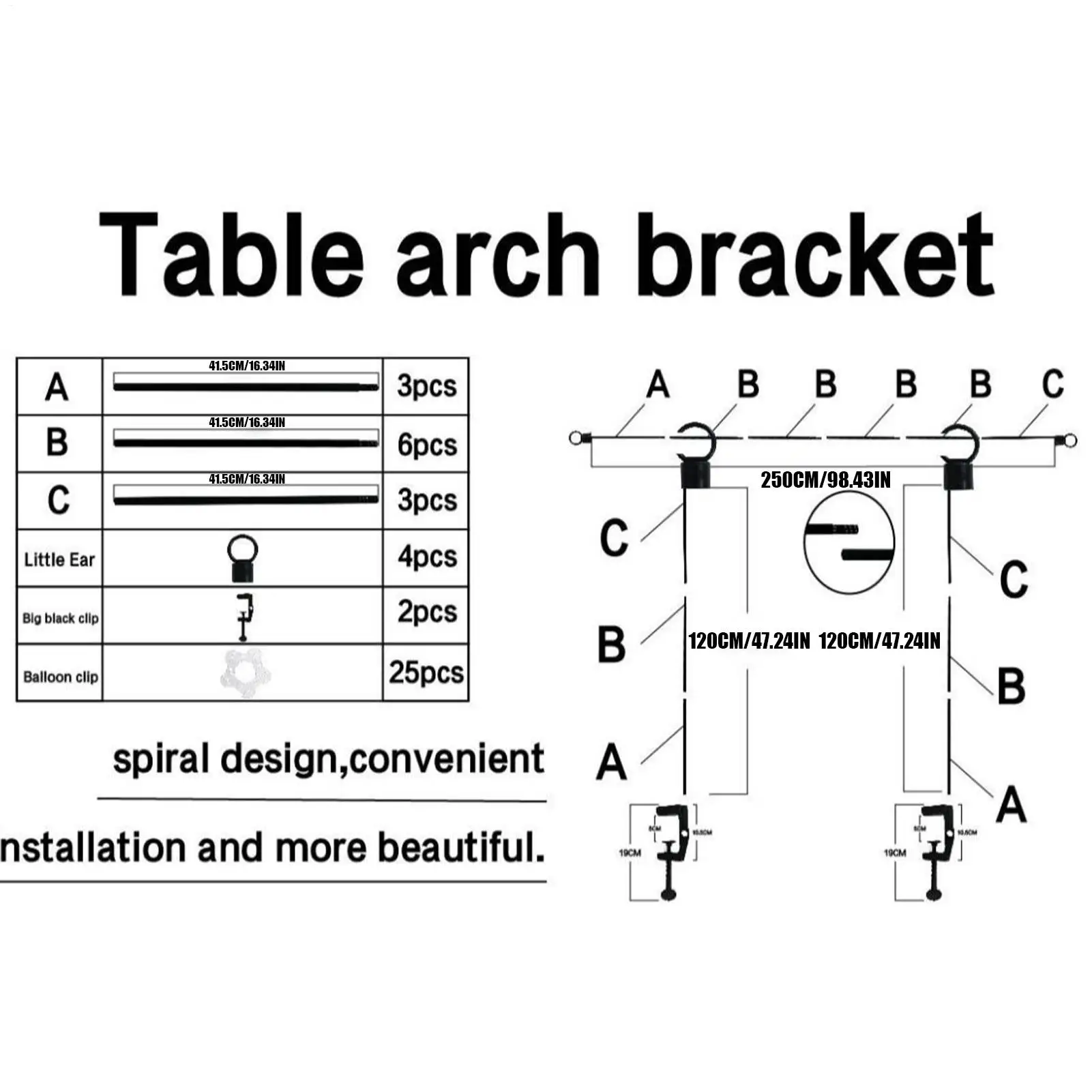 Table Arch Stand Over The Table 46-82Inch Length Frame Metal Decorative Desk Backdrop Stand For Wedding Birthday Holiday Studio