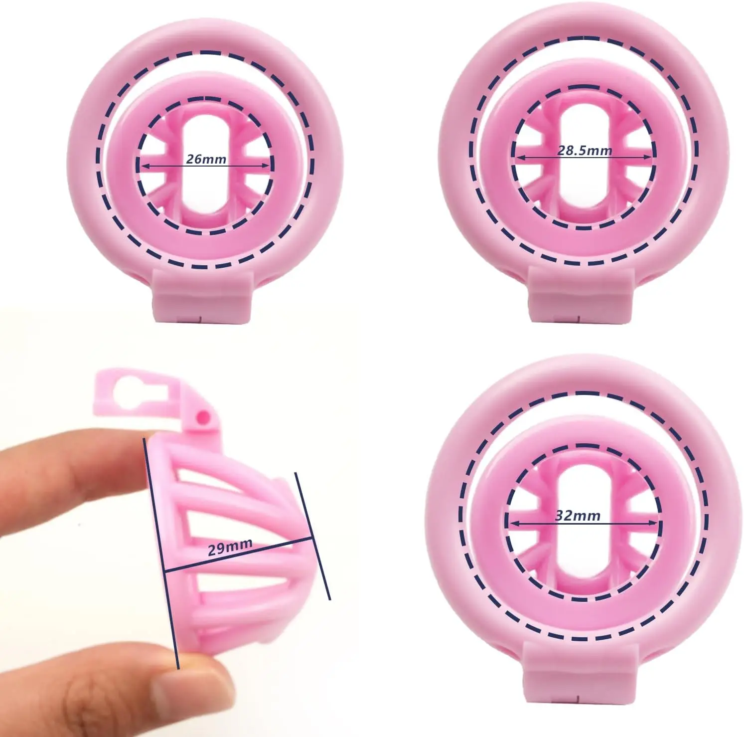 Honeycomb Chastity Cage with 4 Active Sizes Rings Lightweight Chastity Device Cock Cage for Men Hollow Ventilation Penis Lock Ad