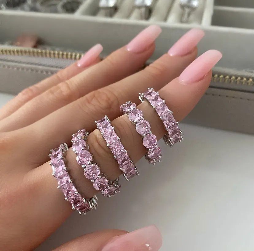 2022 Eternity Diamond Ring 925 Sterling silver Engagement Wedding Band Rings for Women Men Promise Birthday Party Jewelry Gift 5