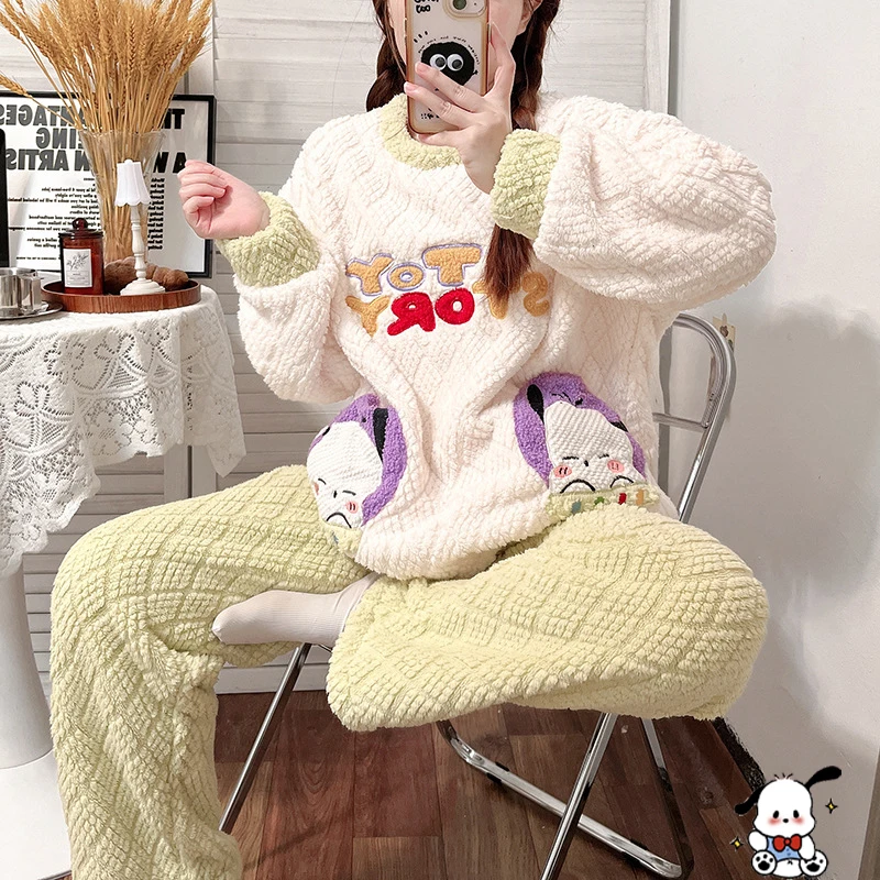 

Kawaii Sanrio Pachacco плюшевая одежда для сна мультяшный зимний удобный утолщенный коралловый бархатный Пижамный жилет Домашняя одежда подарок