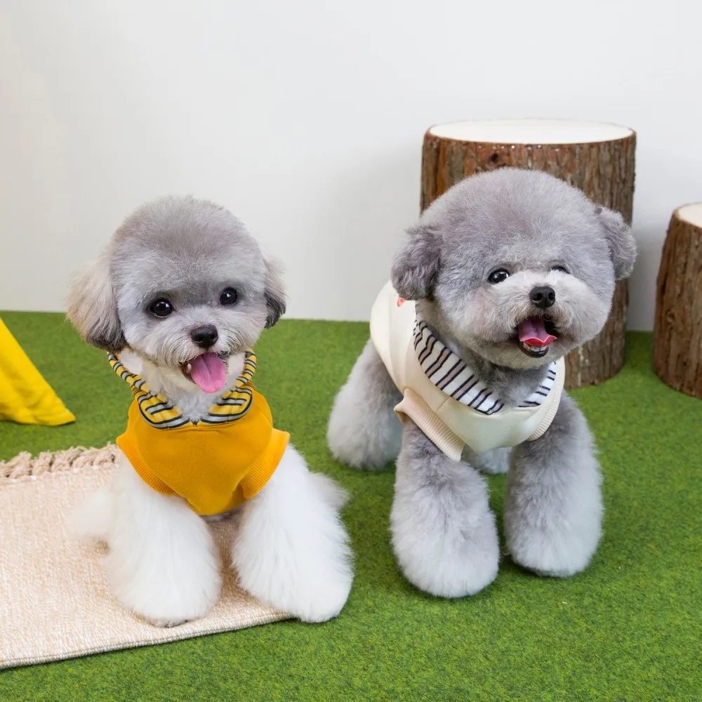 줄무늬 모자 강아지 애완 동물 후드티 가을 겨울 양다리 고양이 강아지 옷