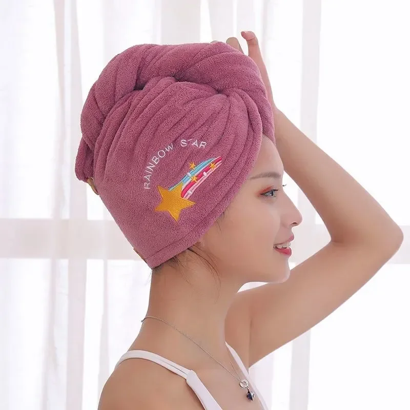 Shower Cap Hair Towel Women Girl's Hair Drying Hat Quick-dry Hair Towel Cap Hat Bath Microfiber Solid Towel Shower Cap Single Turban 1pc