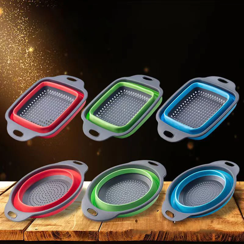 

Collapsible Drainer Foldable Strainer Fruit Vegetable Washing Basket Kitchen Gadgets Silicon Colander Colander Dish Drainer