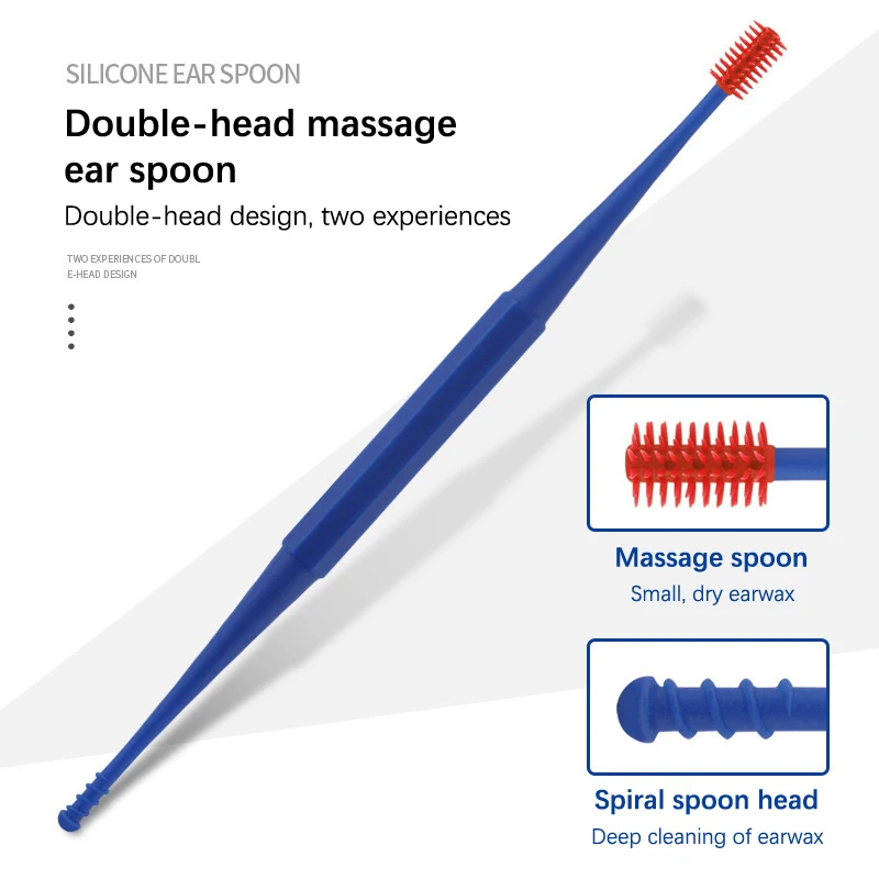 Ear Wax Removal Tool Ear Cleaning Sticks Earpick Remover Silicone Ear Pick Double Head Ear Cleaner 360° Spiral Swab - 4