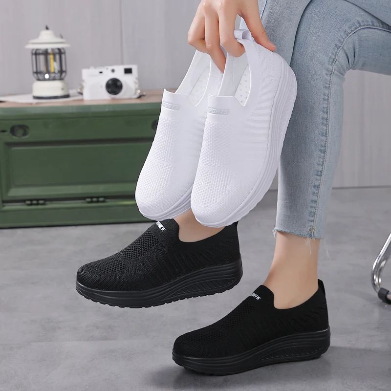 Women Casual Shoes Fashion Breathable Walking Mesh Flat Shoes Sneakers Women High quality HigherShoes White Female Footwear Womens Sneakers