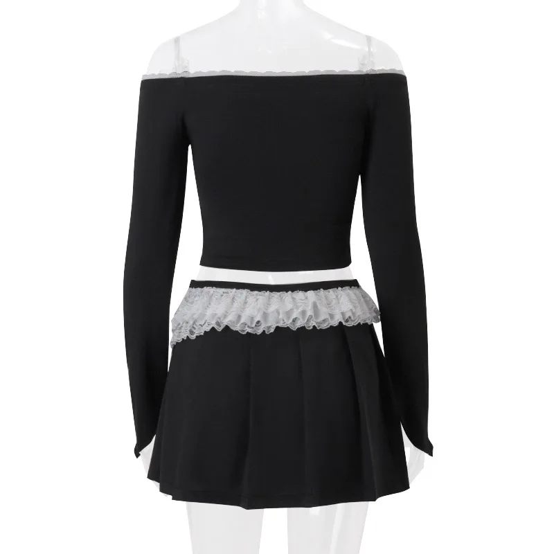 y2k Skirt Women Fairycore Clothes Lace Patchwork Low Waist Pleated Mini Skirts 2000s Evening Party Skirts Streetwear