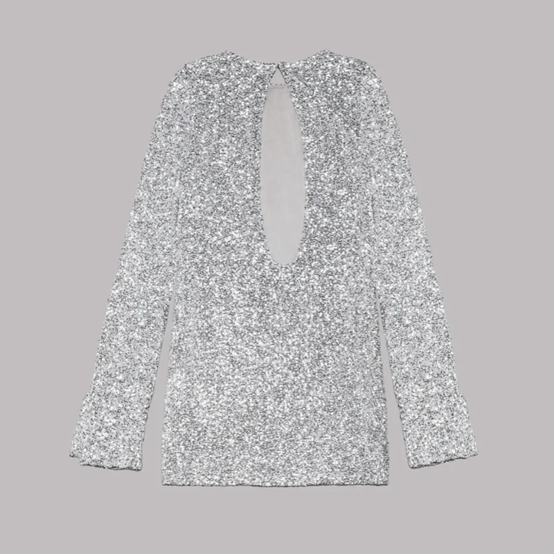 Fashion Sequin Backless Mini Dress For Women Shiny Slim Luxury Elegant Party Dress Evening Partywear Glitter Ladies Dress