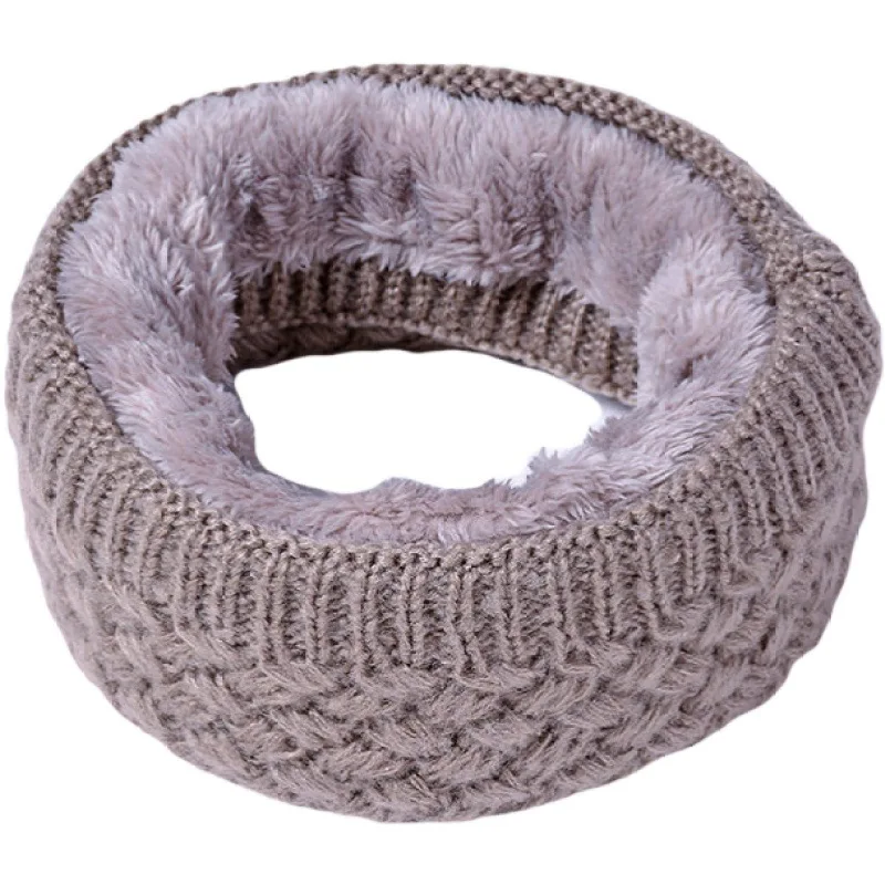 Winter Outdoor Cold-proof Scarf Boys and Girls Warm Knitted Neck Protection Solid-color Wool Plush Thick Neck Cover