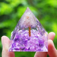 Crystal Stone Orgone Pyramid Energy Generator Room Decor Ornament Natural Amethyst Peridot Reiki Chakra Meditation for Kid Gifts 2
