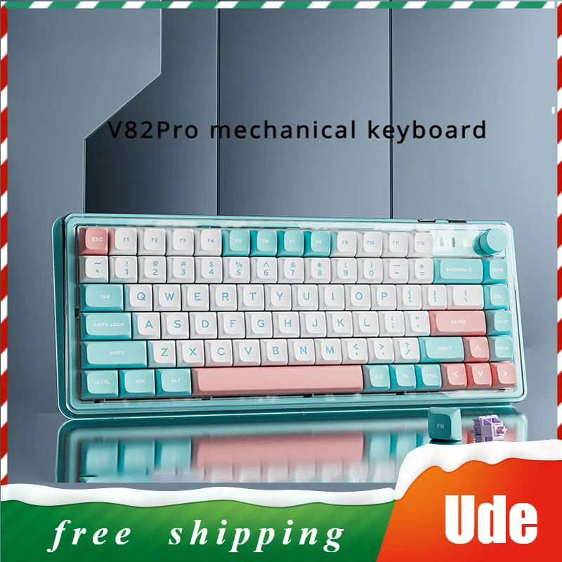 EWEADN V82pro Беспроводная механическая клавиатура с ручкой три режима RGB эргономичный дизайн под заказ Mac Win Офисная Клавиатура с горячей заменой