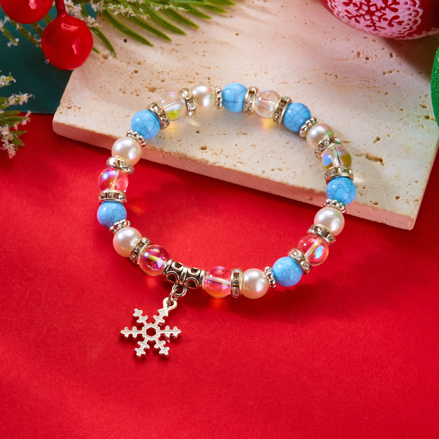 Minimalistische Weihnachten handgemachte geflochtene Armbänder für Frauen Männer Weihnachtsmann Schneeflocke Anhänger Armband Weihnachten Party Schmuck Geschenke – Detail 3
