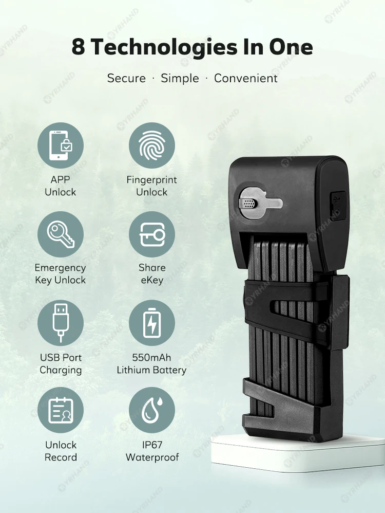 Ttlock unlock Bicycle Foldable Bike Lock Road Fold Lock High Security IP67 Anti-