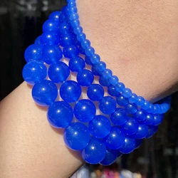 Natural Stone Beads Collection: Blue Chalcedony Crystal & Agate - 8mm (Lake Blue Jades)