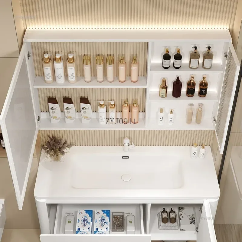 Nordic Smart Bathroom Mirror Cabinet Separate Wall-mounted Simple Bathroom Dressing Storage Cabinets Furniture E