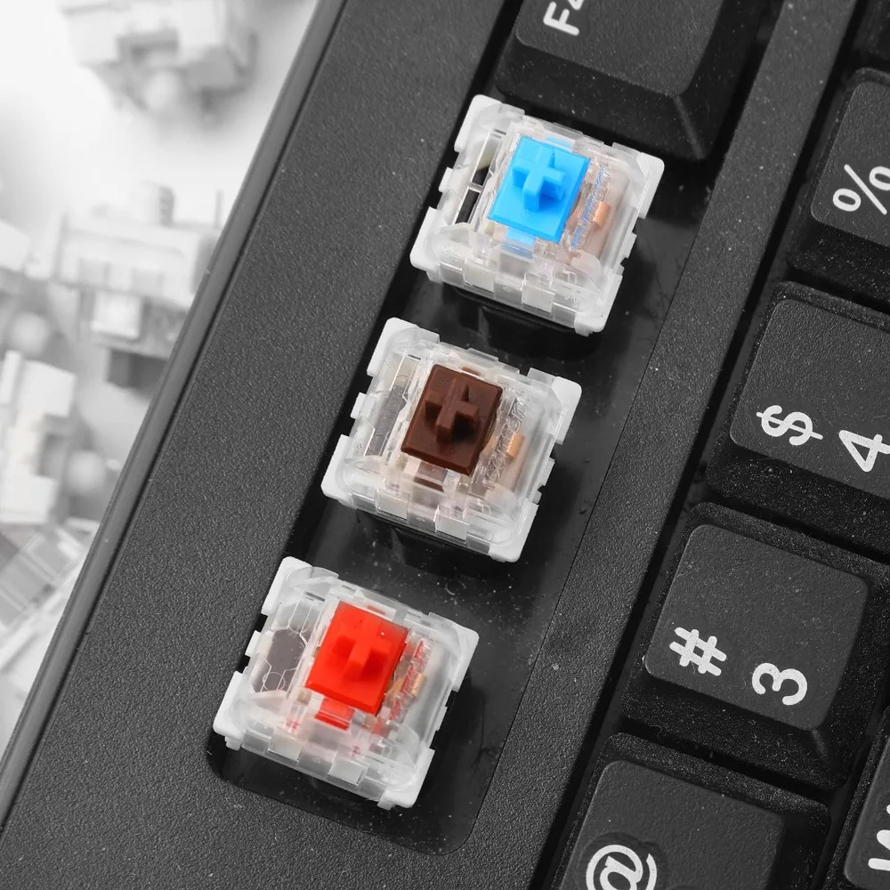 1-100Pcs 3Pin 교체용 기계식 키보드 스위치 블루 레드 브라운 컬러 DIY 키보드 LED 게임 키보드용 클리커 키