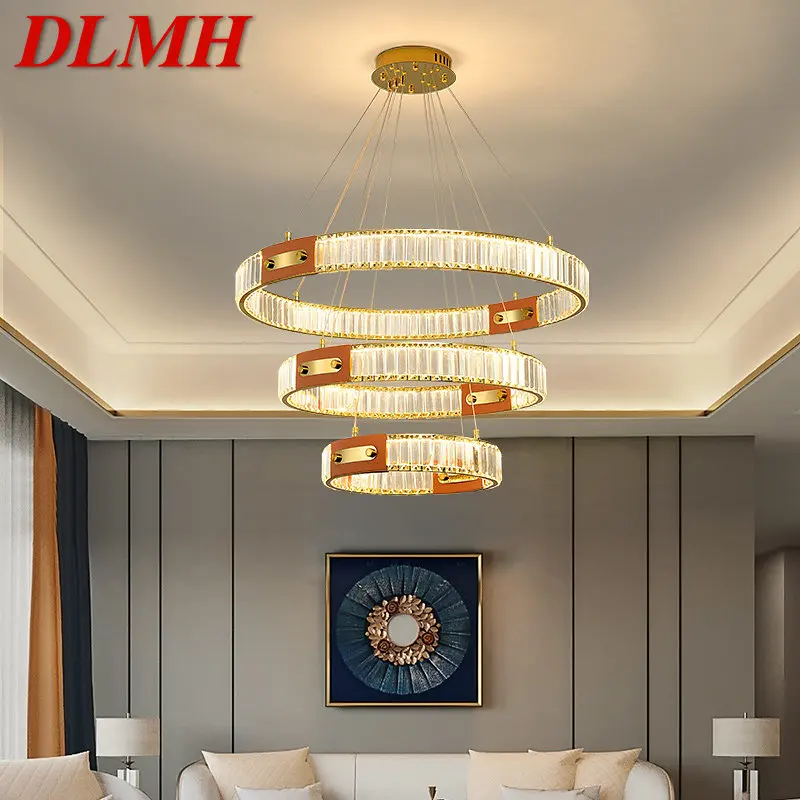 

DLMH Nordic Crystal Pendant Lamp Led Modern Creative Ring Light Luxury Chandelier For Living Dining Room Villa Decor