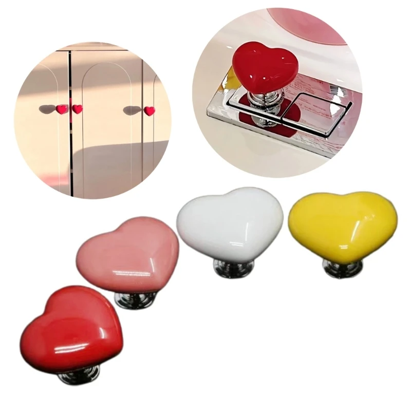 Colorful Toilet Decor Flush Buttons Toilet Press Button Heart Shaped Press Tank Push Buttons 4PCS/SET DropShipping