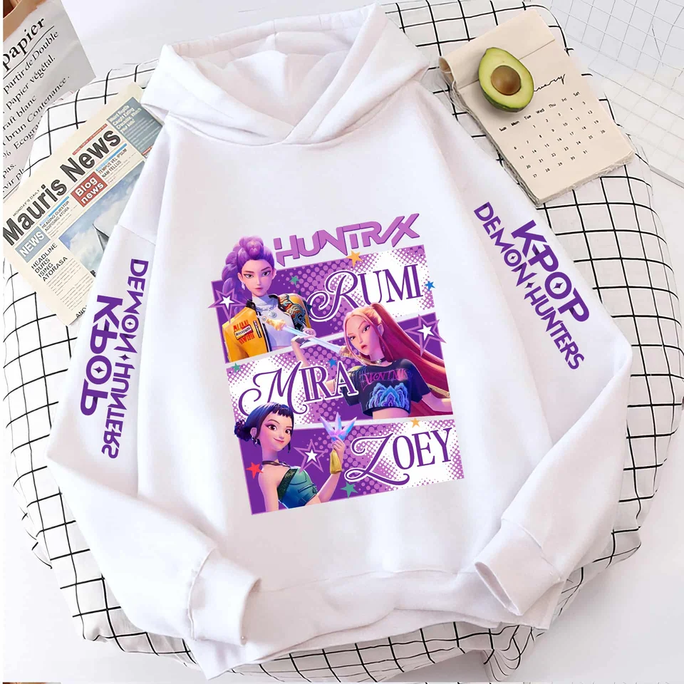 K Pop Demon Hunters Hoodies Streetwear Merch For Girls Printed Long Graphic Sweatshirt Kids