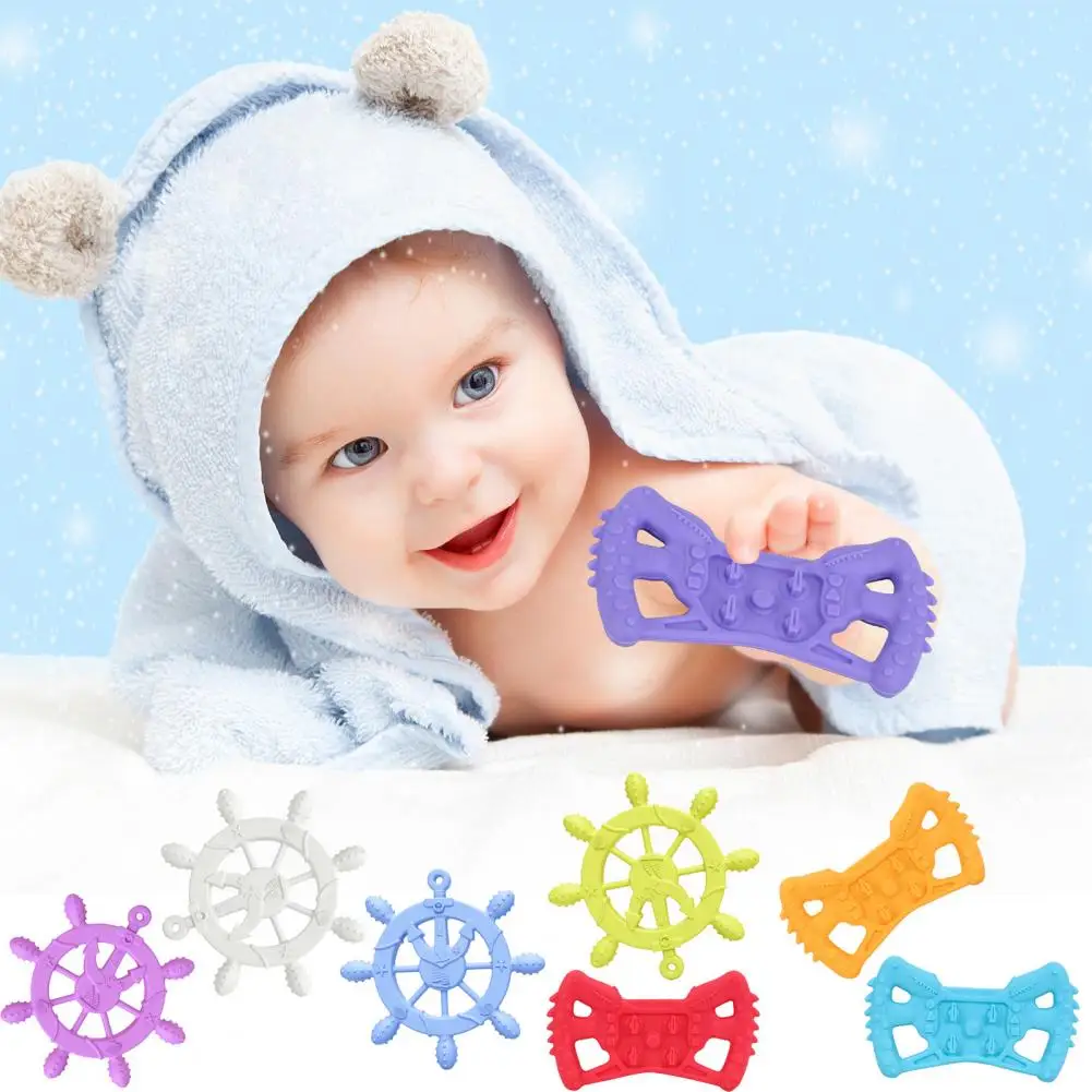 

1Pc/2Pcs Safe Baby Teething Toy Food Grade Infant Molar Toy Soothe Toy Cartoon Teether Toy Sensory Training Toy Teeth Grinding