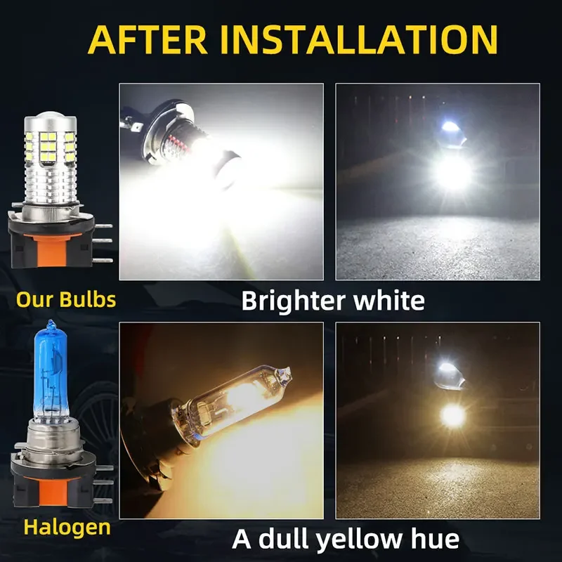 2개입 H15 LED 전구 자동차 헤드라이트 6000K 백색 초고휘도 안개등 39 SMD 3030 칩 LED 주간 주행등 12V