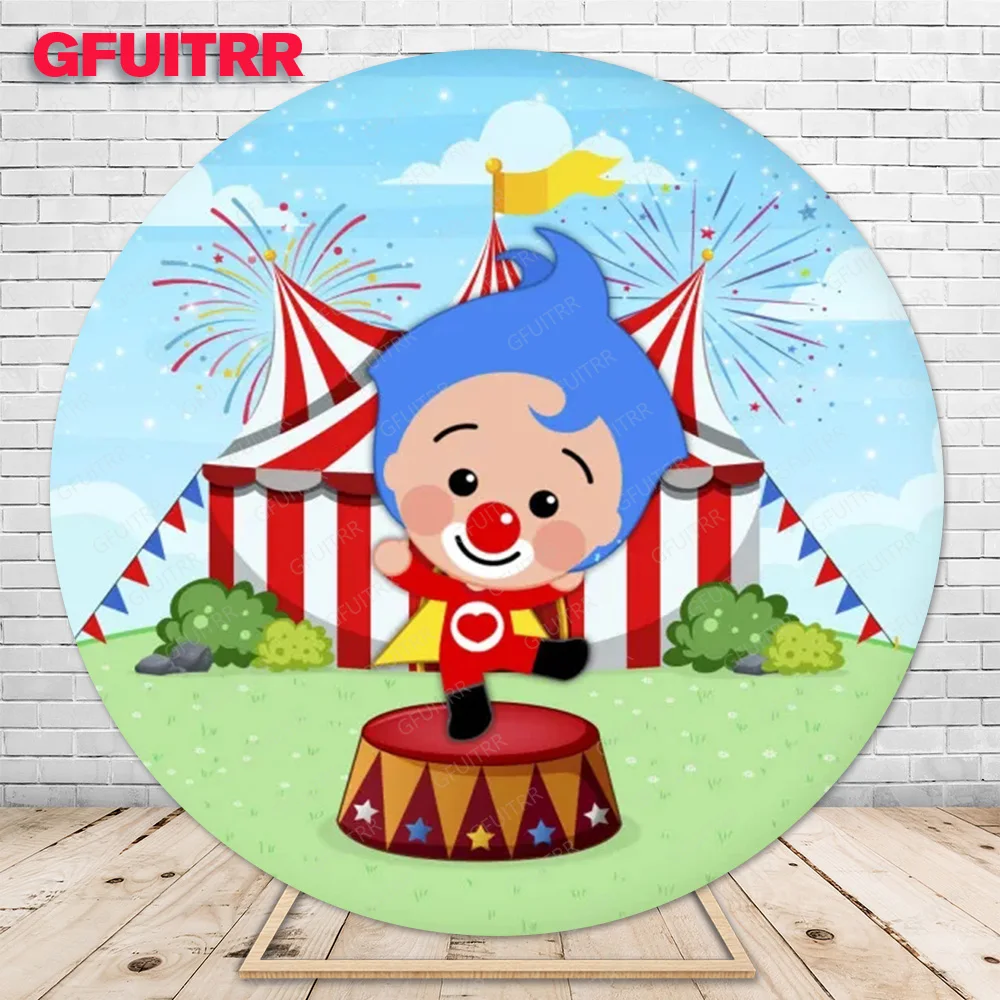 Gfuitrr Plim Plim 라운드 배경 어린이 생일 파티 서클 사진 배경 장식 베이비 샤워 사진 부스 소품