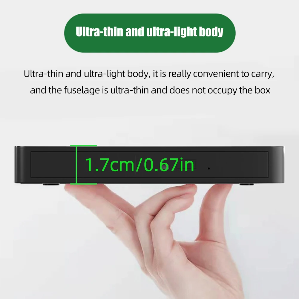 노트북 컴퓨터용 슬림 광학 드라이브 플레이어 리더, USB 3.0 C 타입 DVD CD 플레이어 인클로저, 플러그 앤 플레이