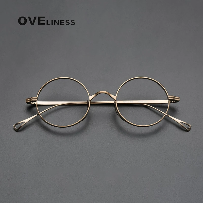 Eyeglasses Frames Pure Titanium for Men Retro Round Prescription Women Vintage Myopia Optical