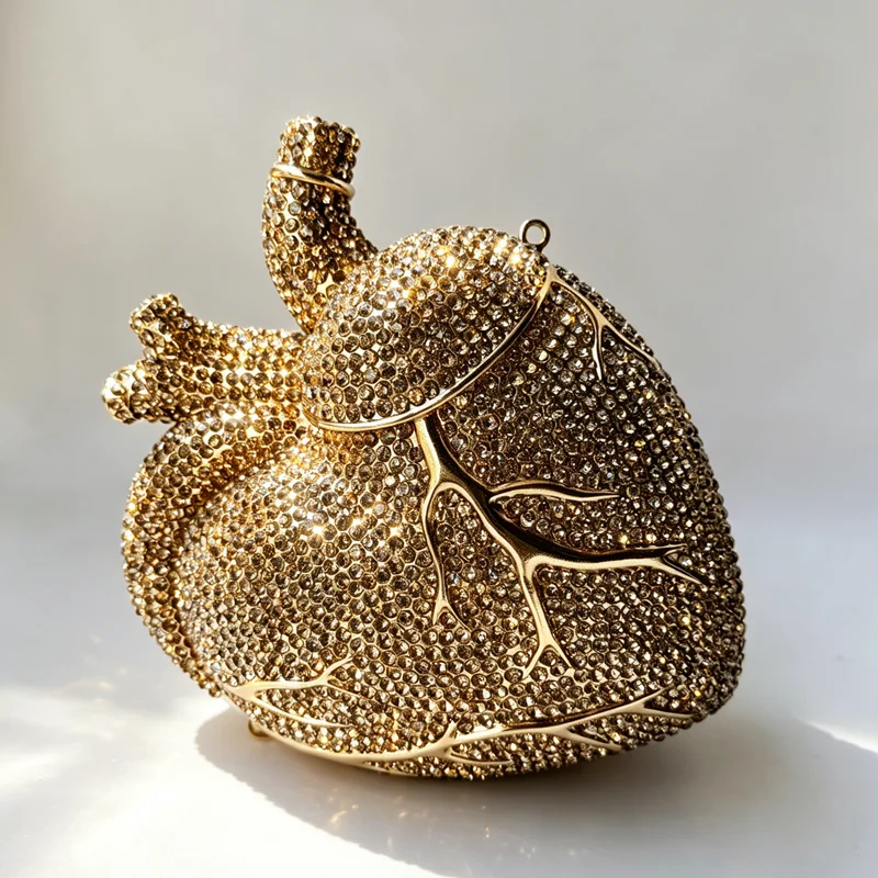 XIYUAN Women Red Heart Shaped Crystals Evening Bag Wedding Party Diamond Clutch Purse Luxury Rhinestone Handbag Pink Wallet Bags 4