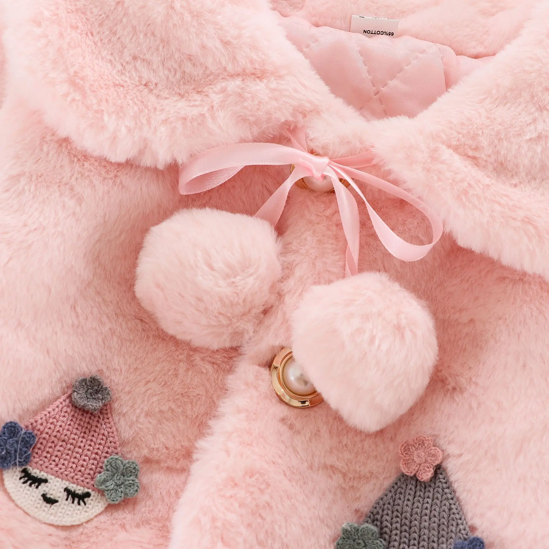 New Autumn and Winter Fur Jacket for Baby Girls, with A Collar and Children's Shawl Warm Thick Jacket for Newborns Aged 0-2