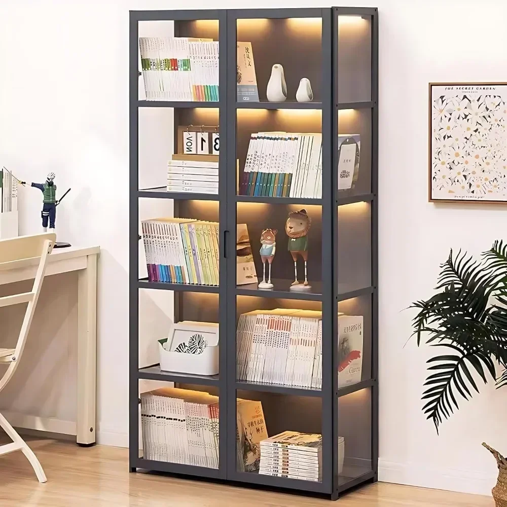 5-Tier Display Cabinet with Acrylic Glass Door, Collectibles Toy Organizers Rack & Storage Shelves, Display Cabinet 5