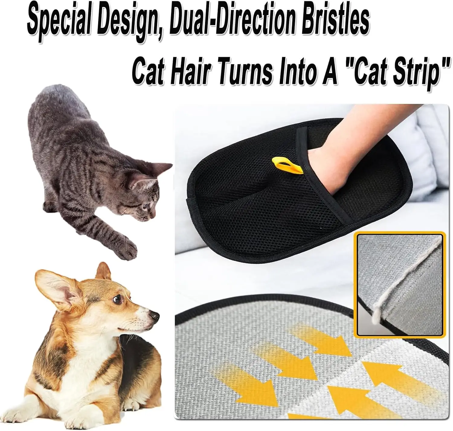 Double-Sided Grooming Gloves for Pets for Dogs Bathing, Reusable Pet Hair Remover Glove Washing, Deshedding